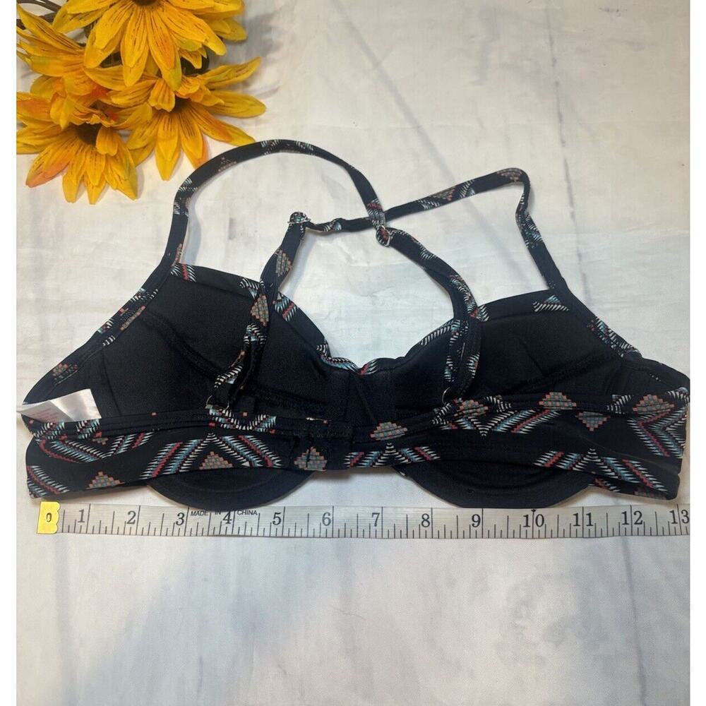 Xhilaration Juniors Medium Black Geometric Bathing Suit‎ Top Swimwear (qq) - Picture 2 of 4